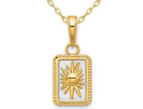14K Yellow Gold Sun in Frame Charm Pendant Necklace with Chain